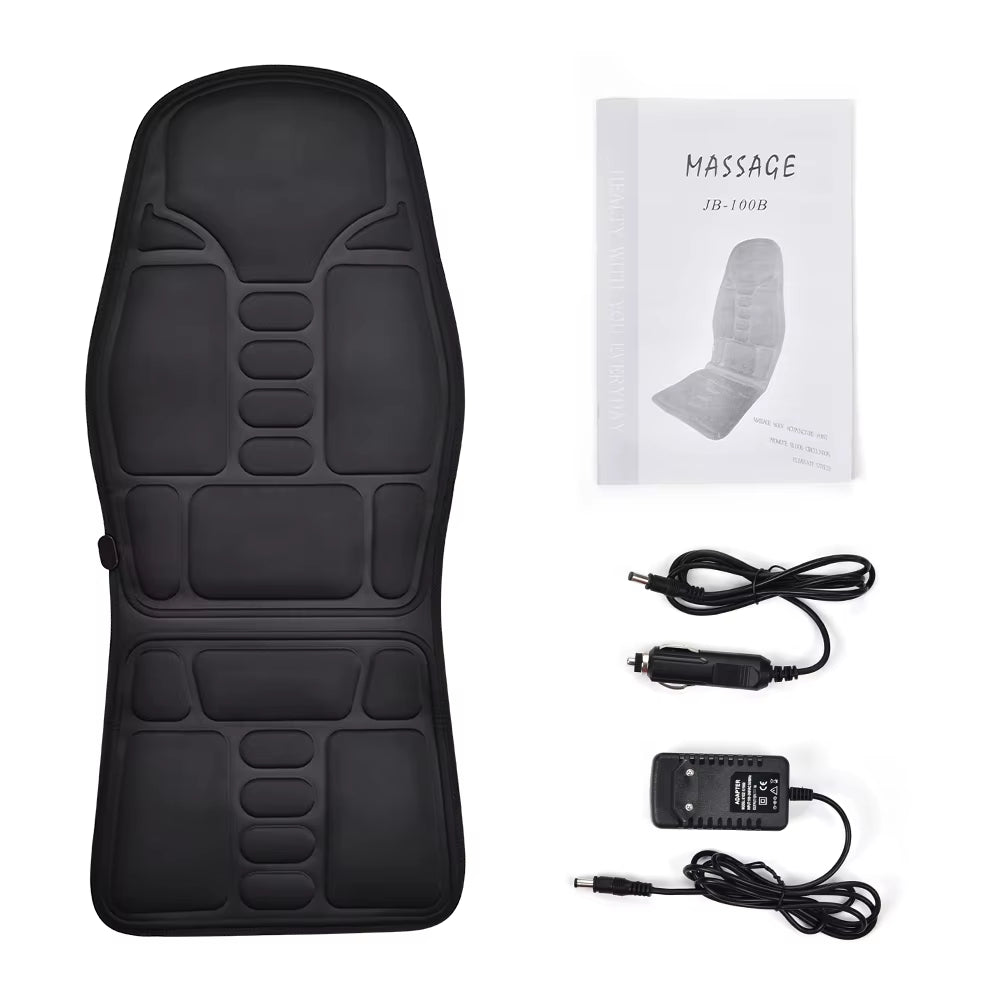 Electric Back Massager Massage Chair Cushion Heating Vibrating Car Home Office Lumbar Neck Mattress Pain Relief