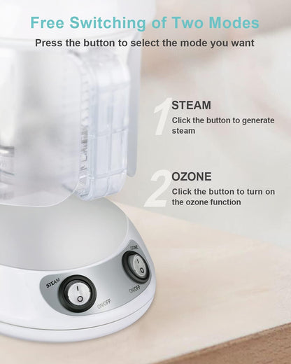 Hair Steamer 2 in 1 Ion Facial Steamer with Extendable Arm Table Top Hair Humidifier Hot Mist Moisturizing Facial Atomizer Spa Face Steamer Design for Personal Care Use at Home 1 Pack + 2Uses
