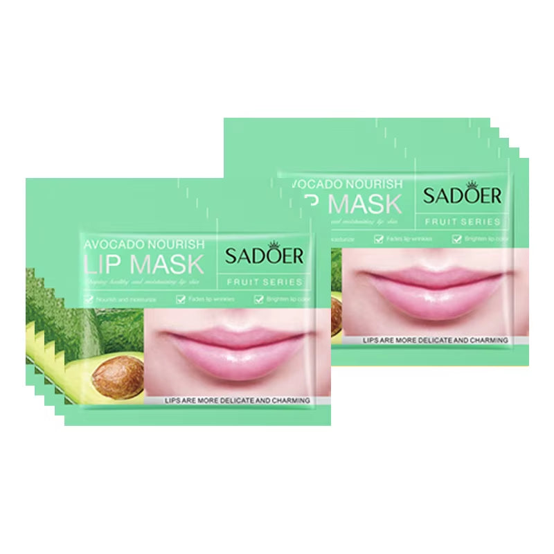 10Pcs SADOER Fruits Moisturizing Lip Mask Lips Skin Care Nourishing Hydrating Crystal Collagen Gel Lip Patches Lips Plumper