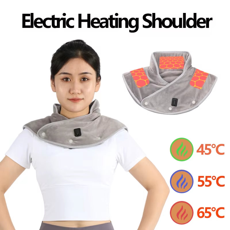 Electric Heating Shoulder Neck Pad USB Pain Relief Massager Brace Wrap Electric Thermal Compress for Neck Shoulder Relieve Fatig