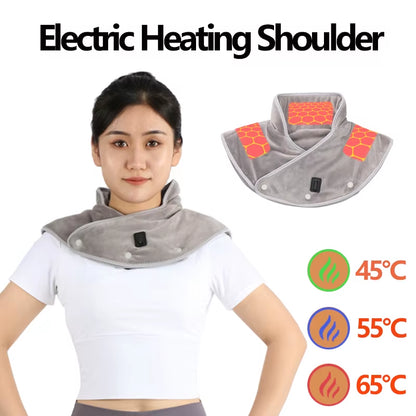 Electric Heating Shoulder Neck Pad USB Pain Relief Massager Brace Wrap Electric Thermal Compress for Neck Shoulder Relieve Fatig