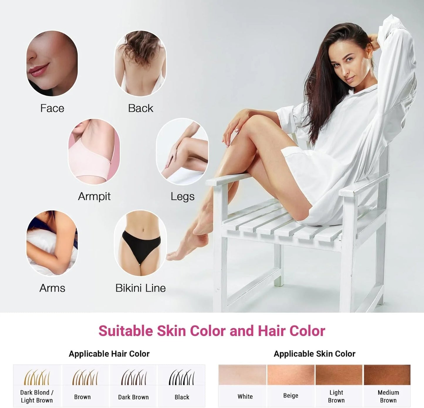 Permanent Laser Hair Removal Device at Home - Painless Epilator Skincare Routine