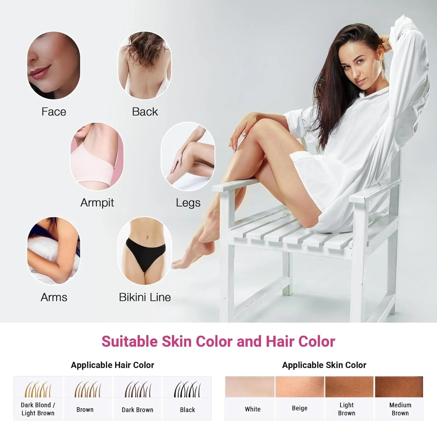 Permanent Laser Hair Removal Device at Home - Painless Epilator Skincare Routine