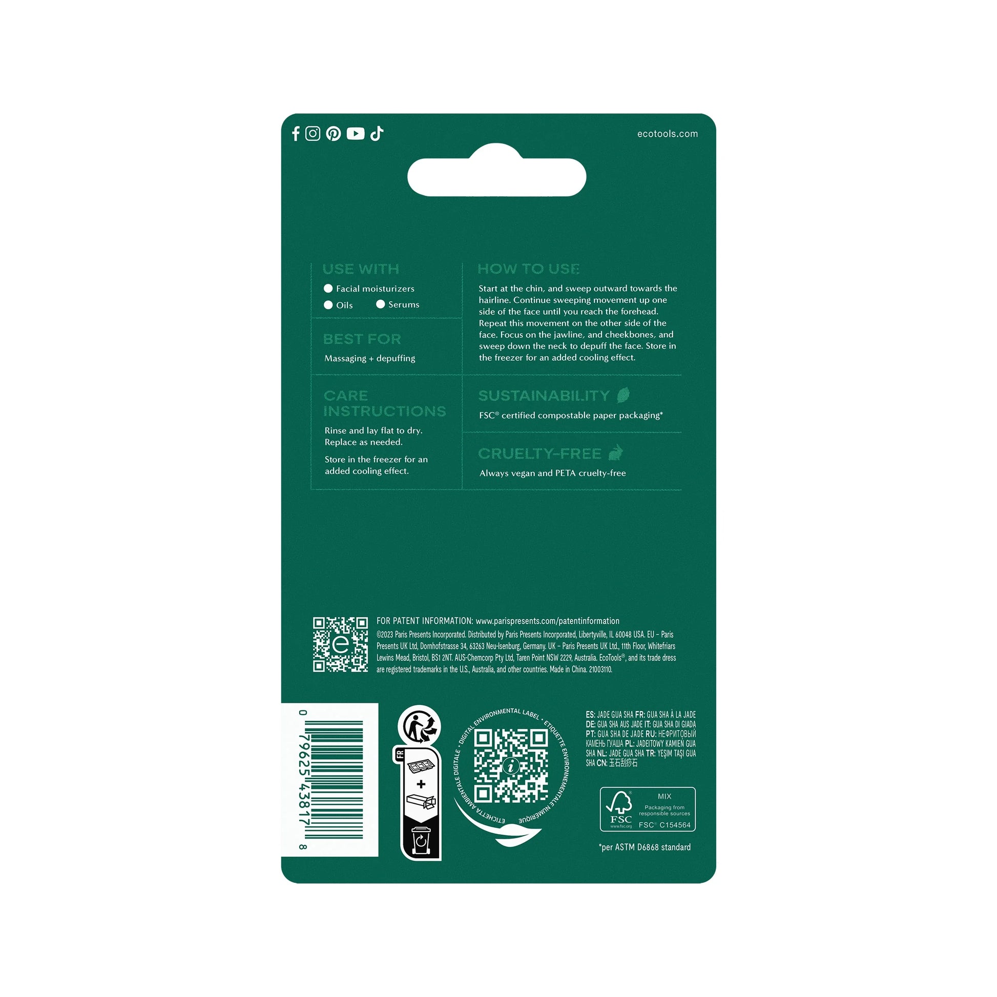 Jade Facial Gua Sha Massaging and Skincare Tool, 1 Count