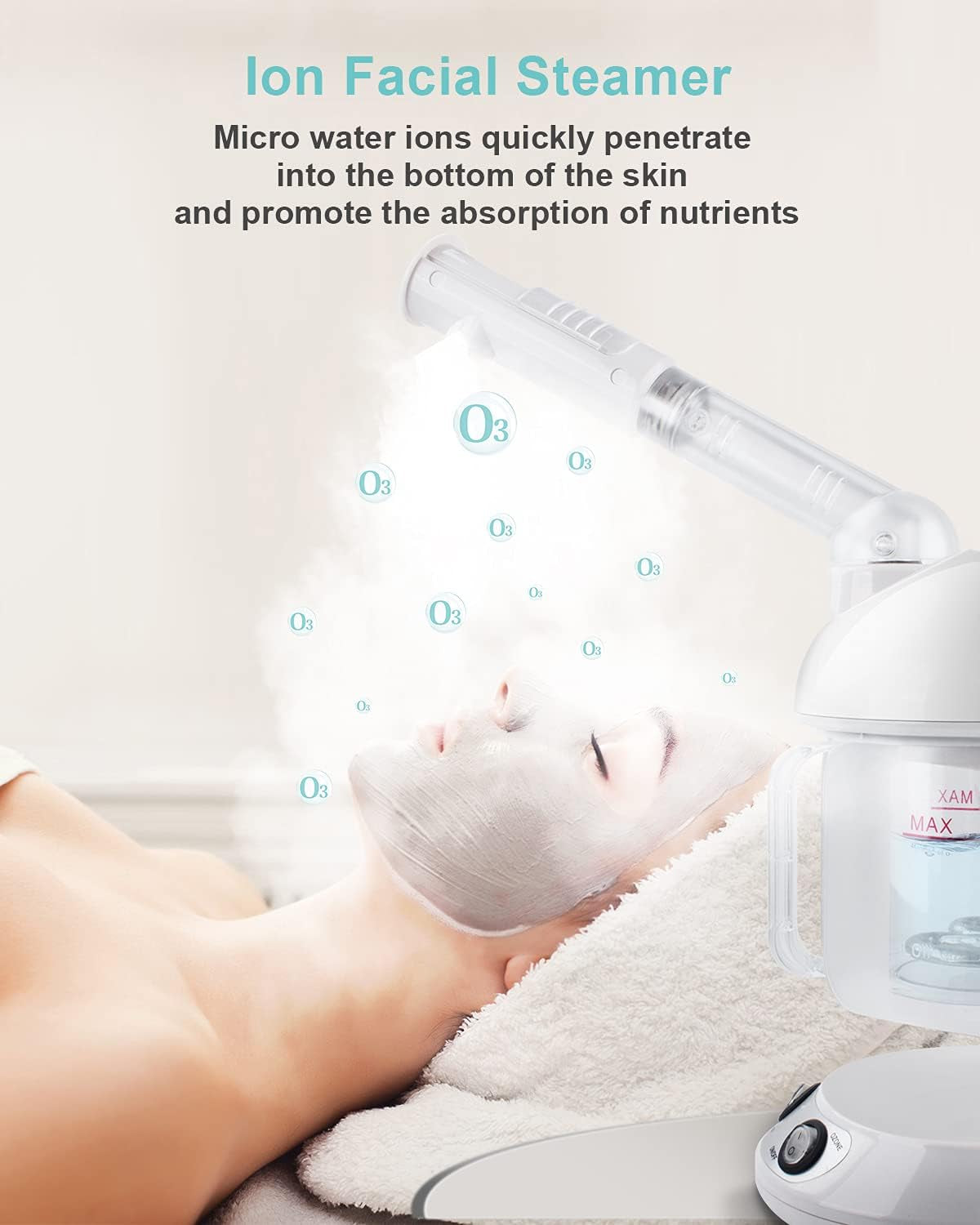 Hair Steamer 2 in 1 Ion Facial Steamer with Extendable Arm Table Top Hair Humidifier Hot Mist Moisturizing Facial Atomizer Spa Face Steamer Design for Personal Care Use at Home 1 Pack + 2Uses