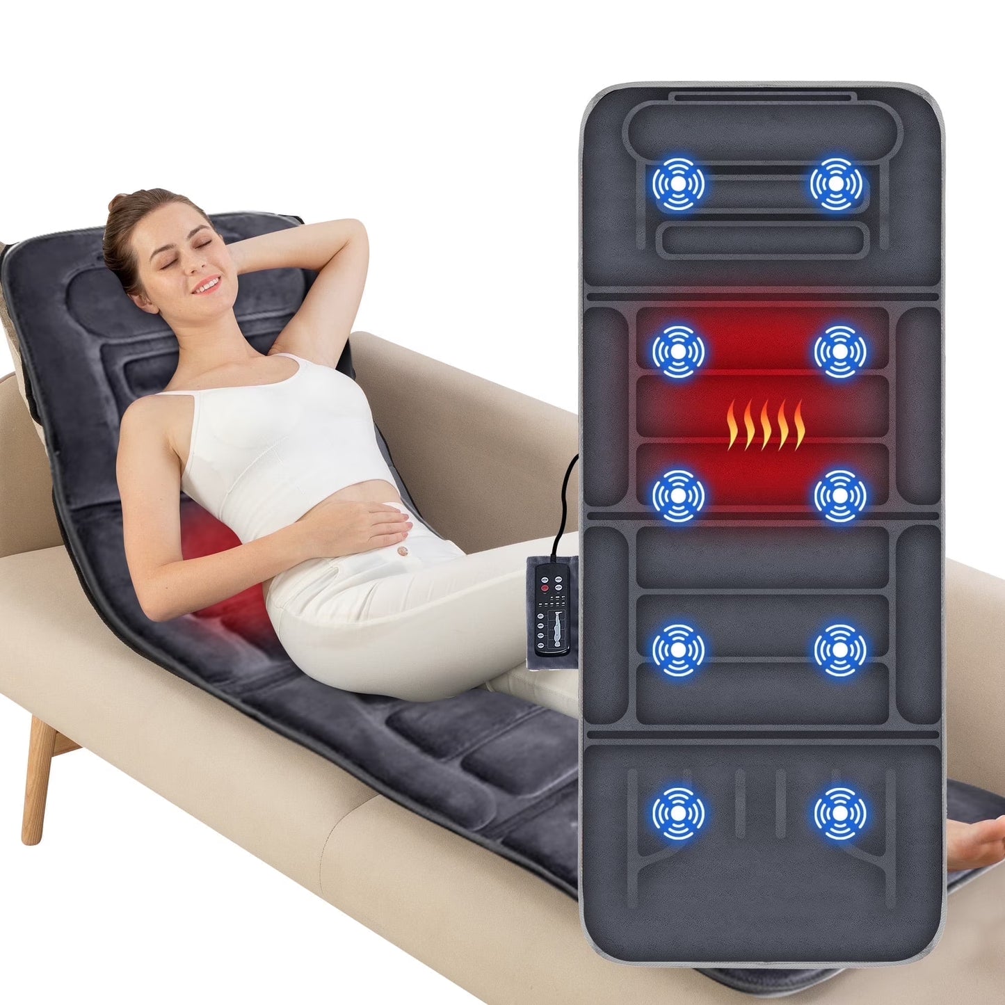 Full Body Massage Mat with Heat,Massage Pad with 10 Vibration Motors, Gift