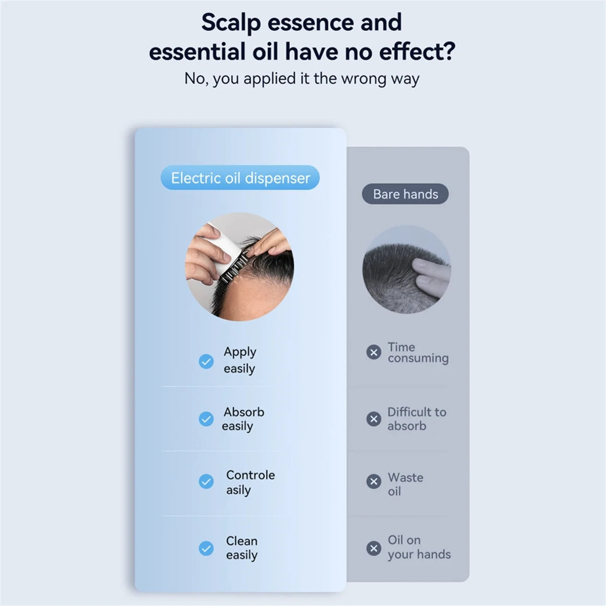 3-In-1 Vibrating Hair Oil Applicator & Scalp Massager Red Lights with 70Ml Storage Hair Treatment Growth Applicator