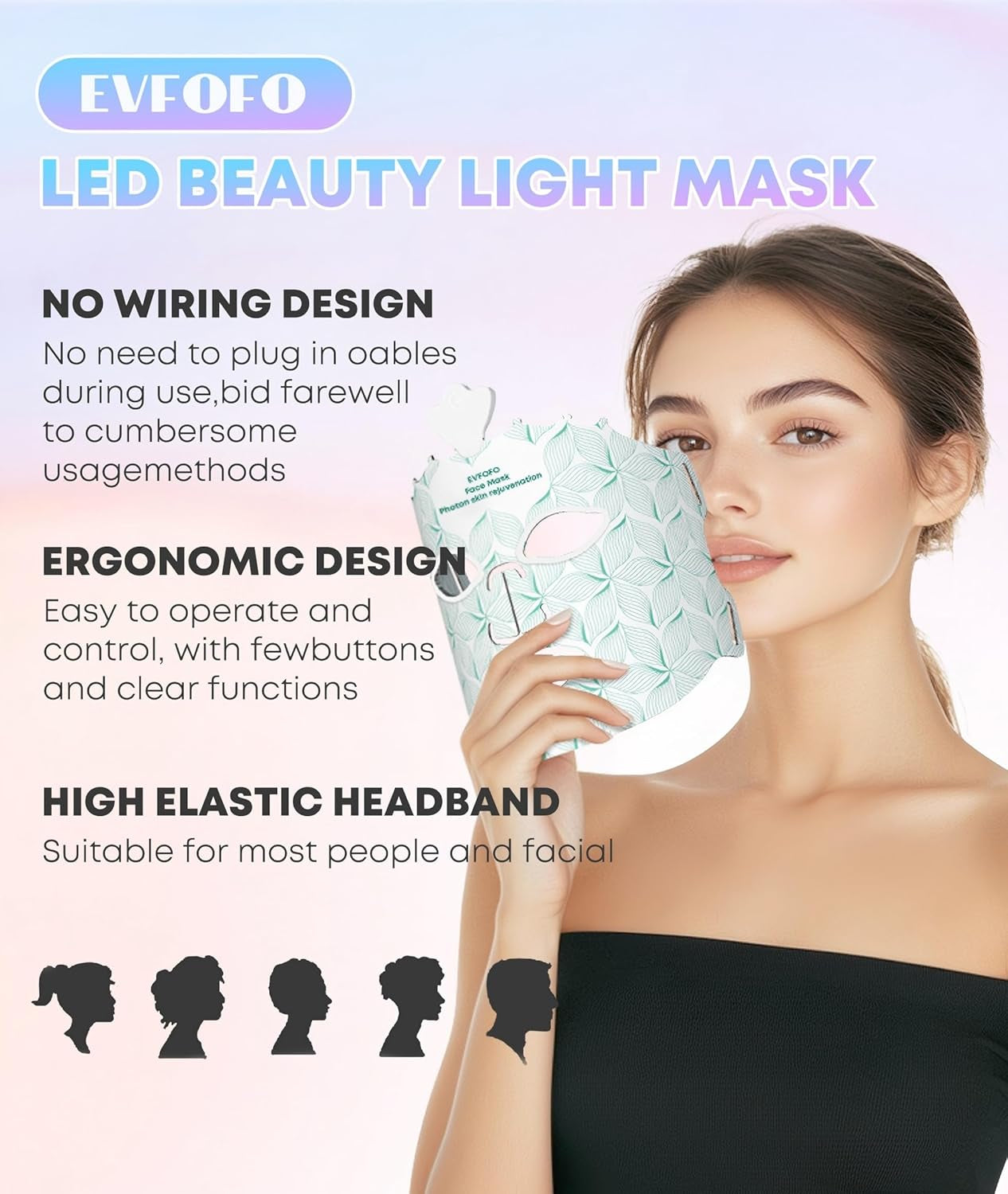 Red Light Therapy Mask for Face, 7 Colors LED Face Mask Light Therapy at Home, Led Face Mask Light Therapy, Green