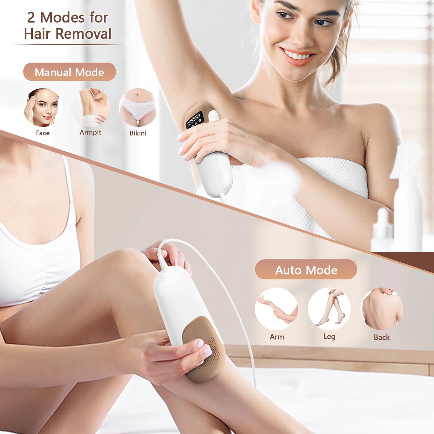 Laser Hair Removal,  IPL Hair Removal Device for Women and Men, 999999 Flashes for Arm Leg