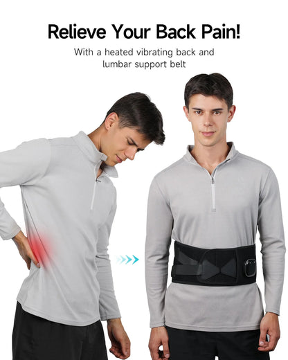 Cordless Heating Pad, 53'' Lower Back Brace Massager with Heat - Rechargeable Heating Belt, 3 Heating Levels & 5 Massage Mode, Gifts (Black)