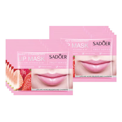 10Pcs SADOER Fruits Moisturizing Lip Mask Lips Skin Care Nourishing Hydrating Crystal Collagen Gel Lip Patches Lips Plumper