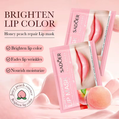 10Pcs SADOER Fruits Moisturizing Lip Mask Lips Skin Care Nourishing Hydrating Crystal Collagen Gel Lip Patches Lips Plumper