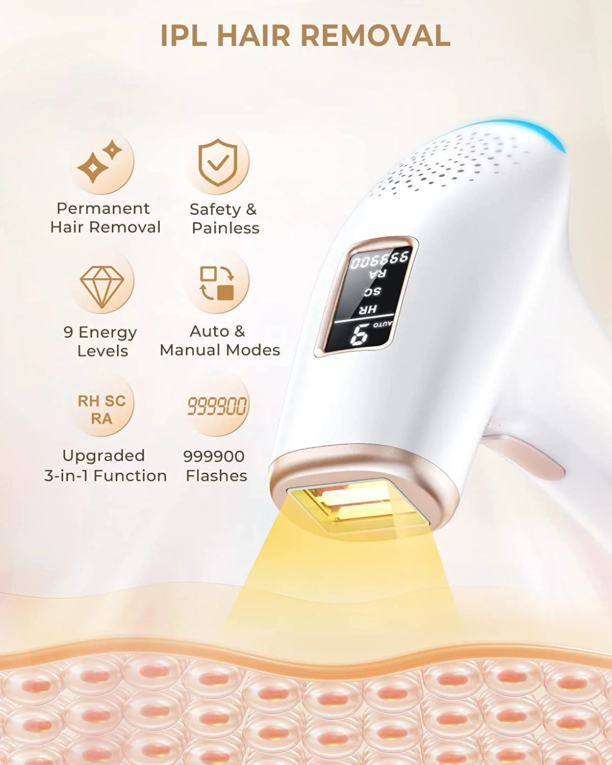 IPL Laser Hair Removal for Women, 3 in 1 at Home 999,900 Flashes Permanent Painless Hair Remover