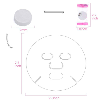 100Pcs DIY Compressed Cotton Face Mask Sheet Grain, Dry Paper Face Cotton Mask Sheet with Free of Mask Bowl, Mask Stick, Silicone Brush, Soft Bristle Brush